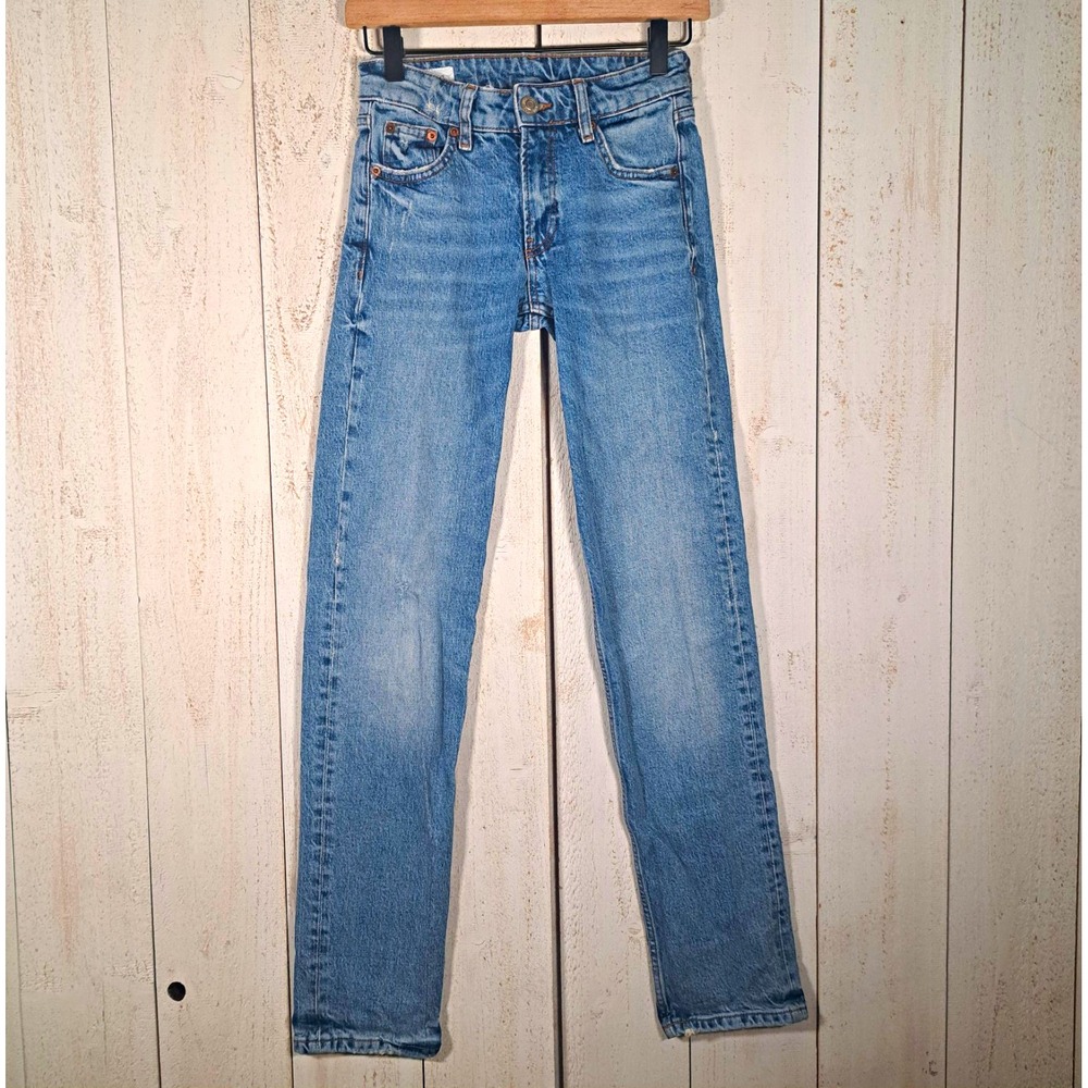 Zara 90's Revival Indie Low Rise Straight Leg Jeans Medium Wash Women's Size 0